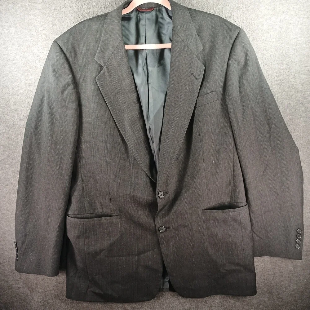Hart Schaffner Marx Blazer Men 48L 100% Virgin Wool Black Pocket Softly Tailored
